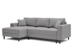 Canapé D'angle - 230 Cm - En L Avec Un Coffre De Rangement - Velours Hydrophobe - Gris - Côté Gauche - NALIKA -Canapé Soldes Boutique canape 22805657