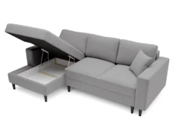 Canapé D'angle - 230 Cm - En L Avec Un Coffre De Rangement - Velours Hydrophobe - Gris - Côté Gauche - NALIKA -Canapé Soldes Boutique canape 22805659