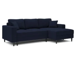 Canapé D'angle - 230 Cm - En L Avec Un Coffre De Rangement - Velours Hydrophobe - Bleu Marin - Côté Droit - NALIKA -Canapé Soldes Boutique canape 22805665