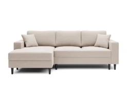 Canapé D'angle - 230 Cm - En L Avec Un Coffre De Rangement - Velours Hydrophobe - Crème - Côté Gauche - NALIKA -Canapé Soldes Boutique canape 22805677