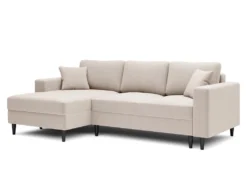 Canapé D'angle - 230 Cm - En L Avec Un Coffre De Rangement - Velours Hydrophobe - Crème - Côté Gauche - NALIKA -Canapé Soldes Boutique canape 22805679