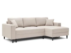 Canapé D'angle - 230 Cm - En L Avec Un Coffre De Rangement - Velours Hydrophobe - Crème - Côté Droit - NALIKA -Canapé Soldes Boutique canape 22805687