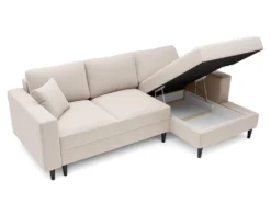 Canapé D'angle - 230 Cm - En L Avec Un Coffre De Rangement - Velours Hydrophobe - Crème - Côté Droit - NALIKA -Canapé Soldes Boutique canape 22805689