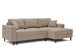 Canapé D'angle - 230 Cm - En L Avec Un Coffre De Rangement - Velours Hydrophobe - Beige Foncé - Côté Droit - NALIKA -Canapé Soldes Boutique canape 22805695