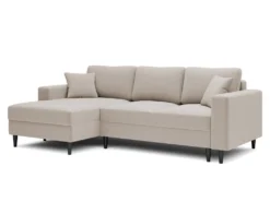 Canapé D'angle - 230 Cm - En L Avec Un Coffre De Rangement - Velours Hydrophobe - Beige - Côté Gauche - NALIKA -Canapé Soldes Boutique canape 22805703