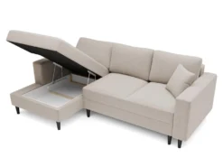 Canapé D'angle - 230 Cm - En L Avec Un Coffre De Rangement - Velours Hydrophobe - Beige - Côté Gauche - NALIKA -Canapé Soldes Boutique canape 22805705