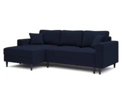 Canapé D'angle - 230 Cm - En L Avec Un Coffre De Rangement - Velours Hydrophobe - Bleu Marin - Côté Gauche - NALIKA -Canapé Soldes Boutique canape 22805711