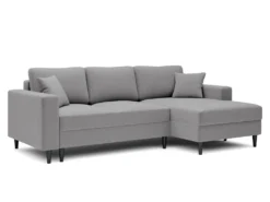 Canapé D'angle - 230 Cm - En L Avec Un Coffre De Rangement - Velours Hydrophobe - Gris - Côté Droit - NALIKA -Canapé Soldes Boutique canape 22805719