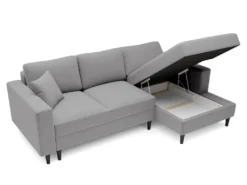 Canapé D'angle - 230 Cm - En L Avec Un Coffre De Rangement - Velours Hydrophobe - Gris - Côté Droit - NALIKA -Canapé Soldes Boutique canape 22805721