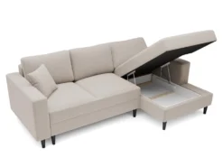 Canapé D'angle - 230 Cm - En L Avec Un Coffre De Rangement - Velours Hydrophobe - Beige - Côté Droit - NALIKA -Canapé Soldes Boutique canape 22805729