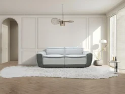 Canapé 3 Places Relax électrique En Tissu Gris Clair ORIETTO