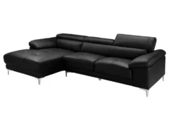 Canapé D'angle En Cuir SOLANGE - Noir - Angle Gauche -Canapé Soldes Boutique canape 228517