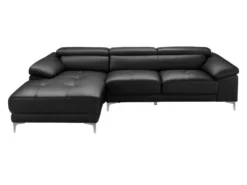 Canapé D'angle En Cuir SOLANGE - Noir - Angle Gauche -Canapé Soldes Boutique canape 228519