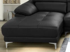 Canapé D'angle En Cuir SOLANGE - Noir - Angle Gauche -Canapé Soldes Boutique canape 228523