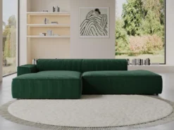 Canapé D'angle Gauche En Velours Côtelé Vert Sapin NEPIRI -Canapé Soldes Boutique canape 22854163
