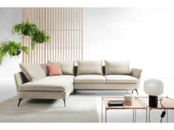 Canapé D'angle - 282 Cm - En L Avec Un Coffre De Rangement - Tissu Hydrophobe - Crème - Côté Gauche - DEMISBAL