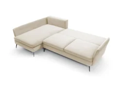 Canapé D'angle - 282 Cm - En L Avec Un Coffre De Rangement - Tissu Hydrophobe - Crème - Côté Gauche - DEMISBAL -Canapé Soldes Boutique canape 22858807