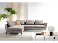 Canapé D'angle - 282 Cm - En L Avec Un Coffre De Rangement - Tissu Hydrophobe - Gris Clair - Côté Gauche - DEMISBAL