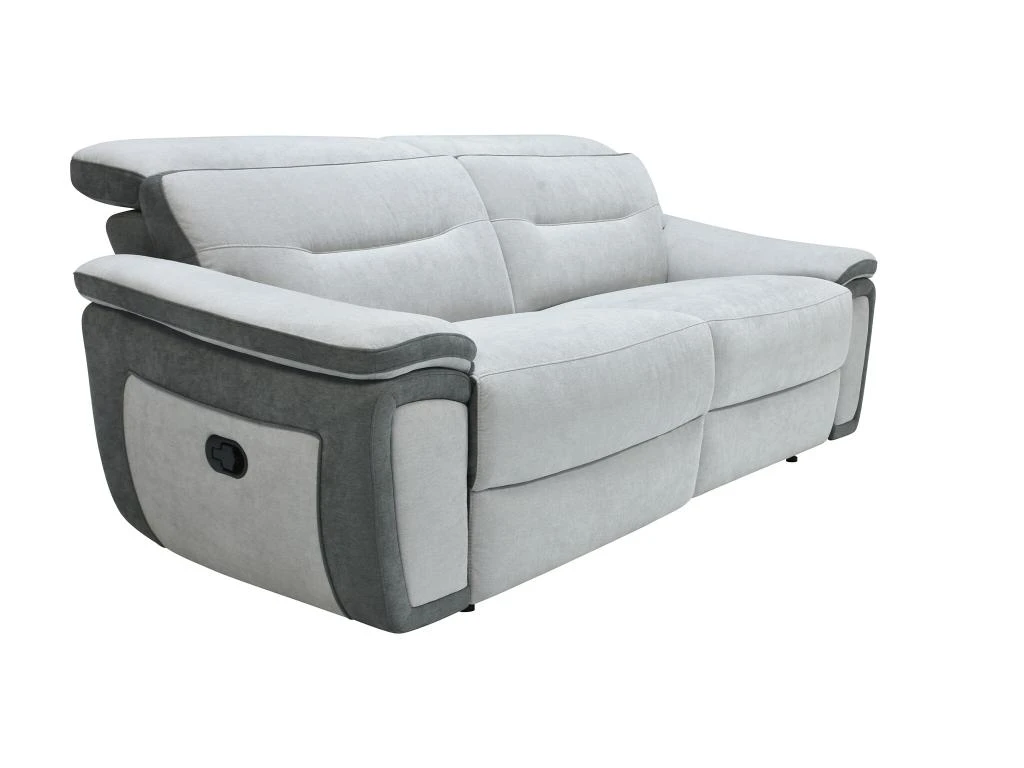 Canapé 3 Places Relax En Microfibre Bicolore Anthracite Et Gris Clair PARUA 2 Canapé 3 Places Relax En Microfibre Bicolore Anthracite Et Gris Clair PARUA – Image 2
