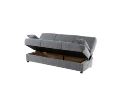 Canapé Dabaro, Canapé Conteneur 3 Places Avec 2 Coussins Inclus, Canapé De Salon En Tissu Rembourré Avec Ouverture Clic-clac, 180x81h90 Cm, Gris -Canapé Soldes Boutique canape 22871511