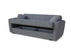 Canapé Dcorv, Canapé Conteneur 3 Places Linéaire, Canapé De Salon En Tissu Rembourré Avec Ouverture Clic-clac, 223x84xh80 Cm, Gris