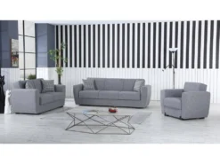 Canapé Dcorv, Canapé Conteneur 3 Places Linéaire, Canapé De Salon En Tissu Rembourré Avec Ouverture Clic-clac, 223x84xh80 Cm, Gris -Canapé Soldes Boutique canape 22871615