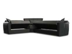 Canapé Dgytkjæ, Canapé D'angle Avec Rangement En éco-cuir Et Tissu, Canapé De Salon Avec Ouverture Clic-clac Et Péninsule Réversible, 305x238h91 Cm, Noir Et Gris Foncé -Canapé Soldes Boutique canape 22872055