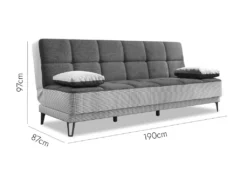 Canapé Dfortin, Canapé 3 Places Avec Pieds En Métal Noir, Canapé De Salon En Tissu Rembourré Avec Ouverture Clic-clac, 190x87h97 Cm, Gris -Canapé Soldes Boutique canape 22872101