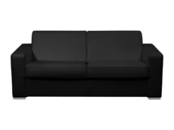 Canapé 3 Places Convertible Express 100% Cuir De Buffle Noir Matelas 18 Cm DELECTEA II -Canapé Soldes Boutique canape 22933161