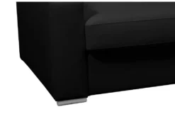 Canapé 3 Places Convertible Express 100% Cuir De Buffle Noir Matelas 18 Cm DELECTEA II -Canapé Soldes Boutique canape 22933165