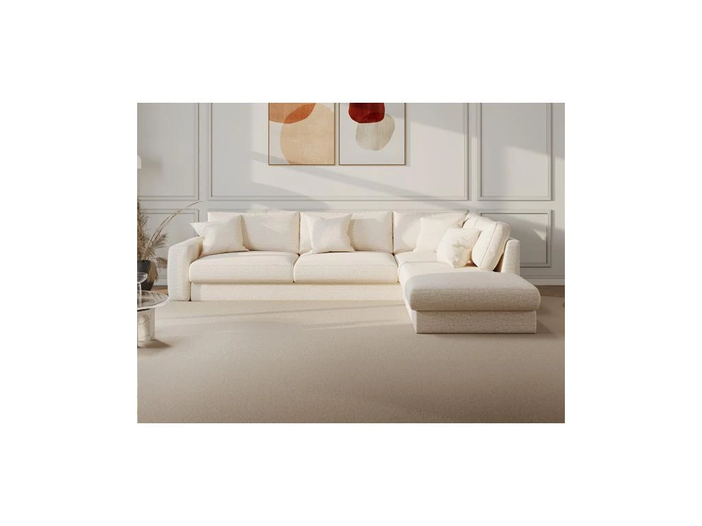 Canapé D'angle Droit En Tissu Beige JULINA 8 Canapé D'angle Droit En Tissu Beige JULINA – Image 8