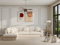 Canapé D'angle Gauche En Tissu Beige JULINA