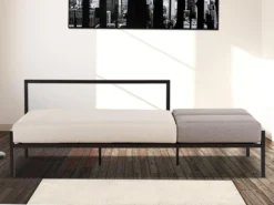 Canapé 2 Places Convertible En Tissu BALEA Avec Table D'appoint Intégrée - Beige Et Gris -Canapé Soldes Boutique canape 230693