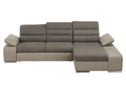 Canapé D'angle Convertible En Tissu Et Simili MIRABEAU - Taupe - Angle Droit -Canapé Soldes Boutique canape 234795