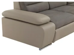 Canapé D'angle Convertible En Tissu Et Simili MIRABEAU - Taupe - Angle Droit -Canapé Soldes Boutique canape 234801