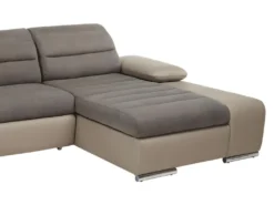 Canapé D'angle Convertible En Tissu Et Simili MIRABEAU - Taupe - Angle Droit -Canapé Soldes Boutique canape 234803
