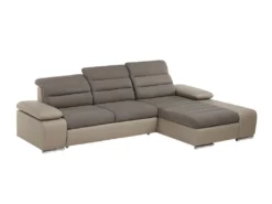 Canapé D'angle Convertible En Tissu Et Simili MIRABEAU - Taupe - Angle Droit -Canapé Soldes Boutique canape 234809