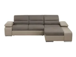 Canapé D'angle Convertible En Tissu Et Simili MIRABEAU - Taupe - Angle Droit -Canapé Soldes Boutique canape 234811