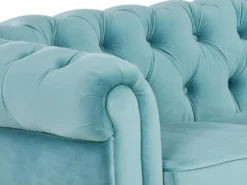 Canapé D'angle En Velours CHESTERFIELD - Bleu Pastel -Canapé Soldes Boutique canape 243981