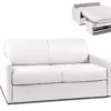 Canapé 2 Places Convertible Express En Simili CALIFE - Blanc - Couchage 120 Cm - Matelas 14 Cm