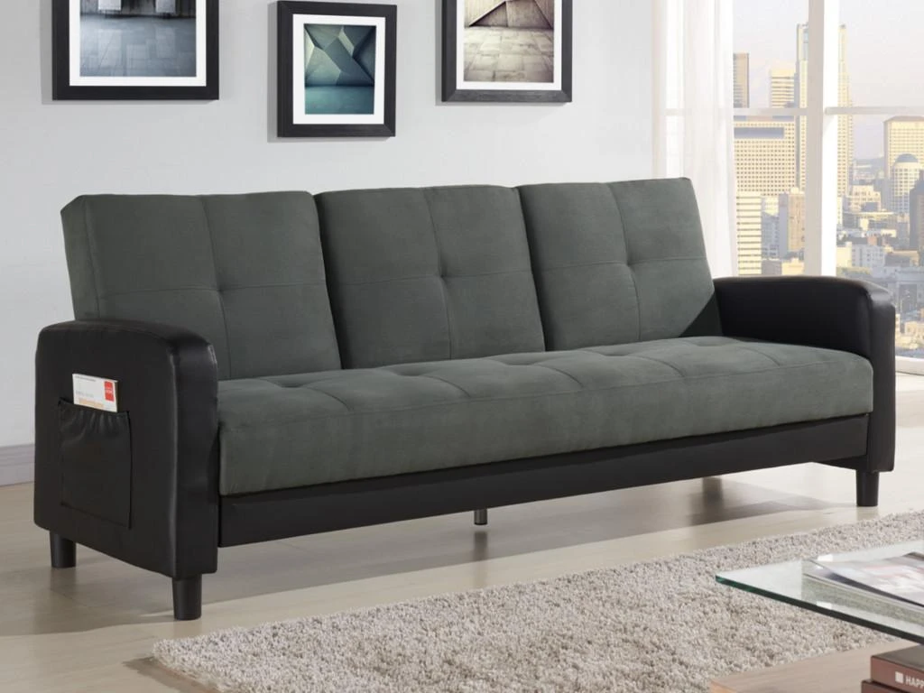 Canapé 3 Places Convertible En Microfibre Et Simili DAILLY - Bicolore Anthracite Et Noir 4 Canapé 3 Places Convertible En Microfibre Et Simili DAILLY - Bicolore Anthracite Et Noir – Image 4