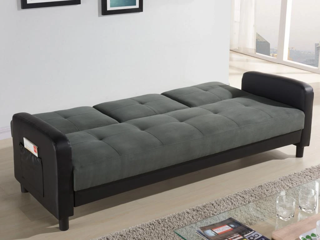 Canapé 3 Places Convertible En Microfibre Et Simili DAILLY - Bicolore Anthracite Et Noir 5 Canapé 3 Places Convertible En Microfibre Et Simili DAILLY - Bicolore Anthracite Et Noir – Image 5