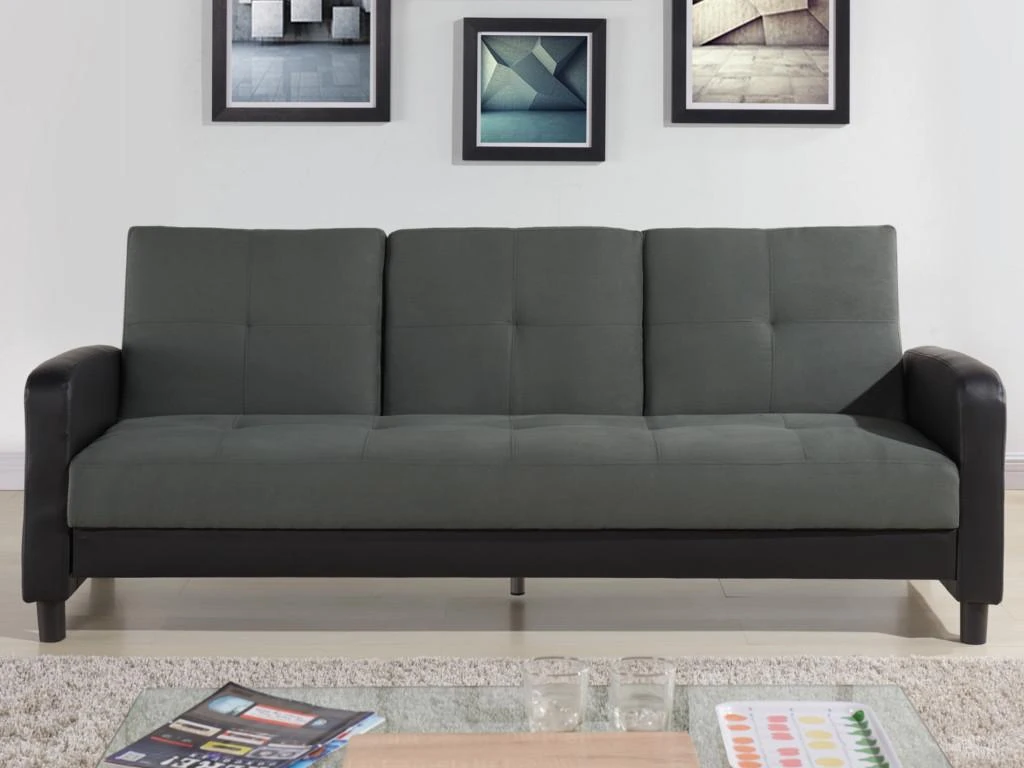 Canapé 3 Places Convertible En Microfibre Et Simili DAILLY - Bicolore Anthracite Et Noir 1 Canapé 3 Places Convertible En Microfibre Et Simili DAILLY - Bicolore Anthracite Et Noir
