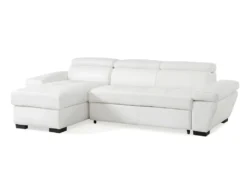 Canapé D'angle Convertible En Cuir JONOVA - Blanc - Angle Gauche -Canapé Soldes Boutique canape 258043