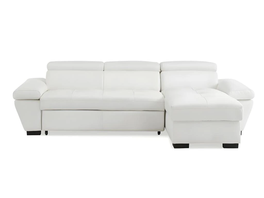 Canapé D'angle Convertible En Cuir JONOVA - Blanc - Angle Droit 8 Canapé D'angle Convertible En Cuir JONOVA - Blanc - Angle Droit – Image 8