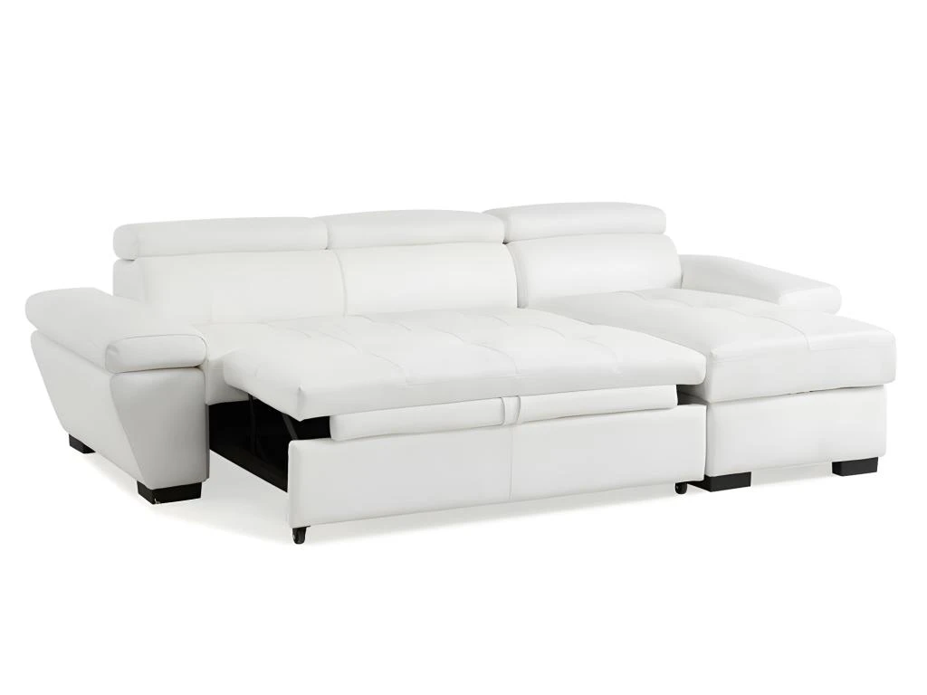 Canapé D'angle Convertible En Cuir JONOVA - Blanc - Angle Droit 4 Canapé D'angle Convertible En Cuir JONOVA - Blanc - Angle Droit – Image 4