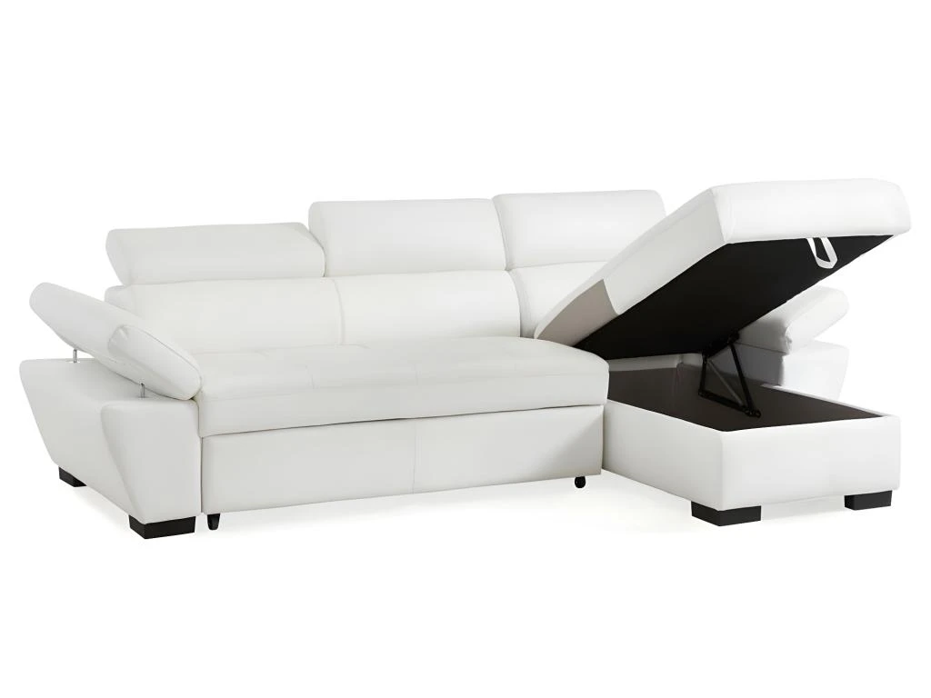 Canapé D'angle Convertible En Cuir JONOVA - Blanc - Angle Droit 5 Canapé D'angle Convertible En Cuir JONOVA - Blanc - Angle Droit – Image 5