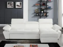Canapé D'angle Convertible En Cuir JONOVA - Blanc - Angle Droit 11 Canapé D'angle Convertible En Cuir JONOVA - Blanc - Angle Droit -Canapé Soldes Boutique canape 258083