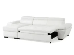 Canapé D'angle Convertible En Cuir JONOVA - Blanc - Angle Gauche -Canapé Soldes Boutique canape 258087