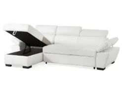 Canapé D'angle Convertible En Cuir JONOVA - Blanc - Angle Gauche -Canapé Soldes Boutique canape 258089